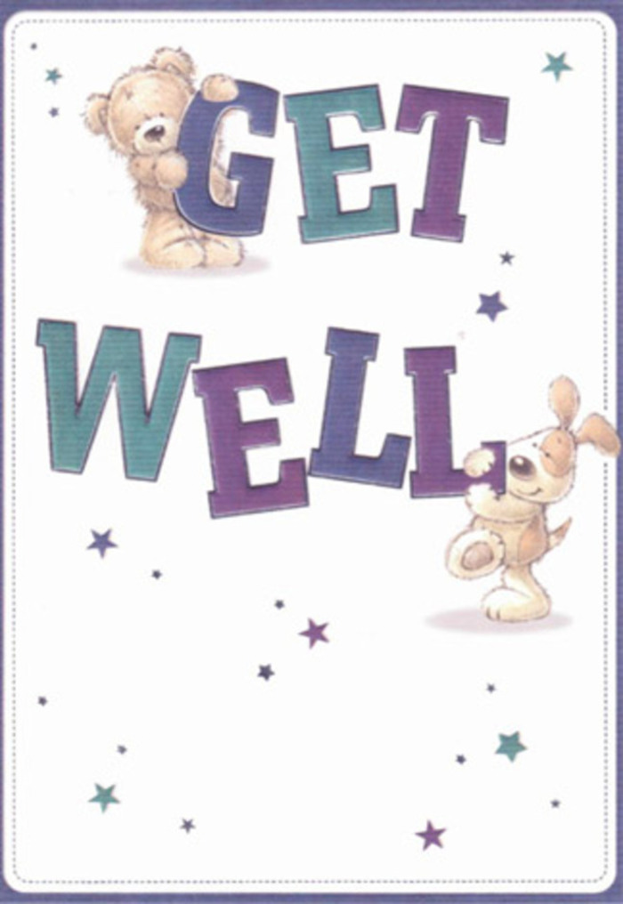 Overflowing with a gentle encouragement that feels uniquely at home in South Norwood, this beautifully illustrated get well card captures the restorative energy of a thoughtful gesture. The scene features a plush teddy bear and a lively, soft-eared pup, each tenderly engaged in delivering a bright message of hope. Playful stars swirl around them like a flurry of well wishes, their cool blue and purple tones shimmering against a clean background reminiscent of the clear South Norwood sky. The typography, confident and substantial in various shades of purple and aqua, grounds the scene in reassurance-a visual hug for anyone needing a lift. Rich textures are almost tangible: the bear's soft, downy fur and the puppy's velvety ears beckon to be touched, echoing the sensory delight of a bouquet of fluffy chrysanthemums or ruffled lisianthus from a local florist. Envision sending this vibrant card along with handpicked flowers from South Norwood's community markets-the pairing radiates heartfelt care and positivity. The overall effect is light and buoyant, much like the feeling one gets strolling through South Norwood's tree-lined streets on a gentle afternoon-a perfect mood for brightening someone's day across SE25.